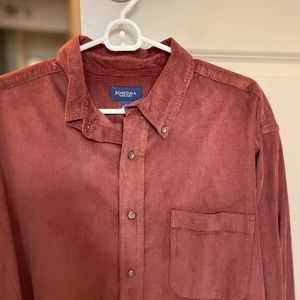 Sonoma Men's Micro Cord Button Down Shirt- Maroon